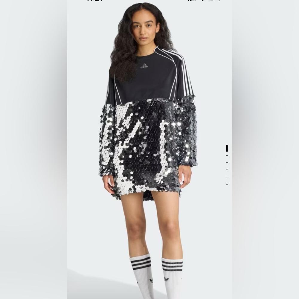 Adidas Adilenium Season 4 Teamgeist Black and Silver Sequins Mini Dress